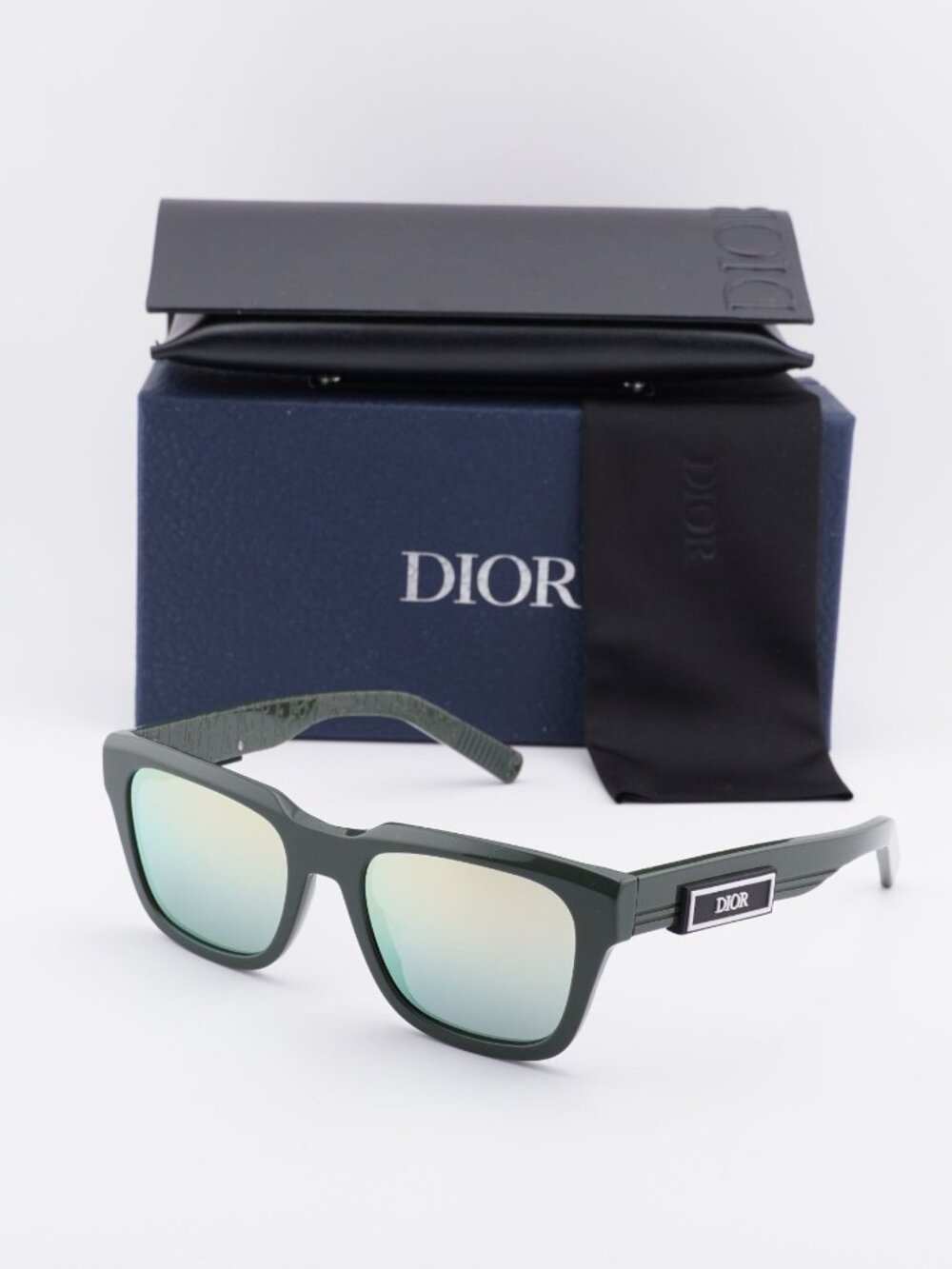 Dior DIOR B23 S1I 55H7 Square Sunglasses - Green / Yellow Mirror